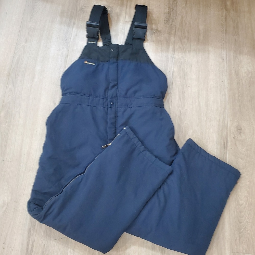 Workrite FR Insulated Bib Overalls Mens M Navy Blue Adjustable Strap Snap Front